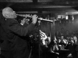 Sidney Bechet Performing in Small Basement Club 