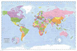 Political World Map - Miller Projection