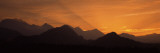Silhouette of Mountains at Sunset, European Alps, Bavaria, Germany