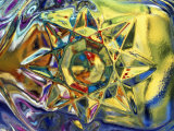 Kaleidoscopic Star Pushing Through Yellow Water with Blue Edges