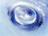 Close-up of Blown Glass Bottle Bottom in Purples and Pale Blues