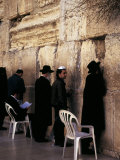 Group of People Praying in Front of a Wall, Western Wall, Jerusalem, Israel