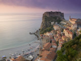 High Angle View of a Town and a Castle on a Cliff, Castello Ruffo, Scilla, Calabria, Italy