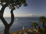 Empty Dining Tables in the Balcony of a Hotel, Imperial Tramontano Hotel, Sorrento, Campania, Italy