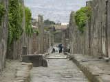 Tourists at Old Ruins, Via Di Mercurio, Pompeii, Naples, Campania, Italy