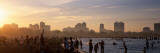 Silhouette of Tourists on the Beach, Oak Street Beach, Chicago, Illinois, USA
