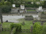 High Angle View of Tourists at a Place of Burial, Via Delle Tombe, Pompeii, Naples, Campania, Italy