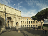 View of the Arch of Constantine and the Flavian Amphitheatre (Or Colosseum) in Rome
