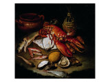 Still Life with Herring, Lobster, Turbots, Mullets, Oysters, Sea Hen, Lemon, and Brickwork Pot