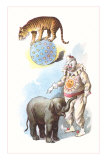 Tiger Balancing on Ball with Stars
