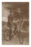 Photo of Man on Bicycle with Flowers