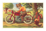 Cartoon Cat on Motorcycle