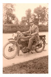 Buy Pink Black and White of Man on Motorcycle at AllPosters.com