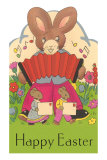 Buy Happy Easter, Cartoon Rabbit with Accordion at AllPosters.com
