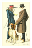 Couple on Street with St. Bernard