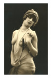 Topless Woman with Pearls