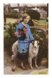 Woman with Roses and Borzoi