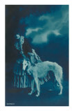 Woman in Gypsy Outfit with Borzoi