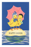Two Chicks with Umbrella