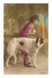 Woman in Purple with Borzoi