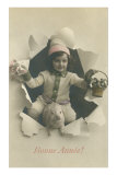 Child with Pig Bursting Through Paper