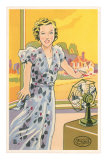 English Lady with Electric Fan
