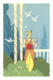 Blonde Woman in Harem Costume