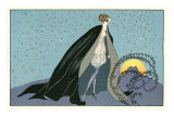 Art Nouveau Woman in Black Cape