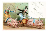 Clowns with Pig-Drawn Chariots