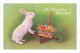 Joyous Easter, Rabbit with Wheelbarrow