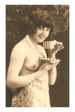 Topless Woman with Cup and Saucer