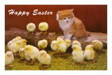 Happy Easter, Kitten and Chicks