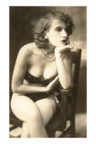 Woman in Bathing Suit, Sitting in Chair