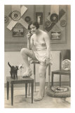 Woman in Slip and Slippers
