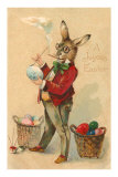 Joyous Easter, Spectacled Rabbit Painting Egg Premium Poster