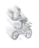 Biker In Flight Giclee Print