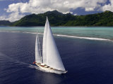 Buy Sy "Adele", 180 Foot Hoek Design, Underway Close to the Reef Off Huahine Island, French Polynesia at AllPosters.com