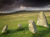 Merrivale Stone Row, Stormy Evening, Dartmoor Np, Devon, Uk. September 2008