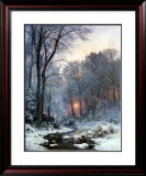 Twilit Wooded River in the Snow