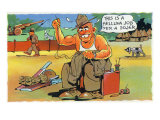 Comical Military Cartoon - Soldier Learning How to Sew, c.1942