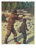 National Sportsman - Father and Son with their Dog in a Hunting Scene, c.1921