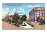 El Paso, Tx - Civic Center, Us, El Paso County Court Houses, City Hall, Ww Memorial View, c.1940