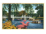 Boston, Massachusetts - View of Swan Boats in the Public Gardens Lake, c.1937