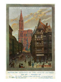 Strasbourg, France - View of Crowded Streets and Cathedral, Alsace and Lorraine Railways, c.1920