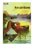 Aix-Les-Bains, France - View of Ladies Boating on Bourget Lake, Plm Railways Postcard, c.1920