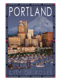 Buy Portland, Oregon - Skyline at Night, c.2009 at AllPosters.com