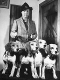 Mrs. William Dupont Jr. Holding Reins of Four Beagles That Belonged to Her Late Husband