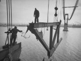 Buy Raising the Truss, Men of the Raising Gang Ride the Swinging Steel 160 Feet Above the Water at AllPosters.com
