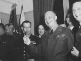 Jubilant Gen. Dwight Eisenhower Holding Pens in V for Victory
