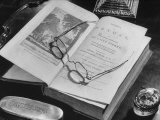 Open Pages of an Old Book, Held Down by a Pair of Steel-Rimmed Spectacles at Mt. Pleasant